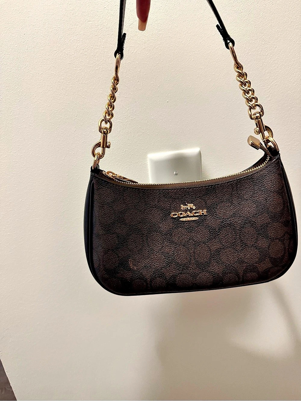 Coach Teri Shoulder Bag in Signature Canvas Brown & Black